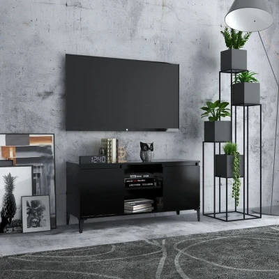 Afbeelding van Tv meubel met metalen poten 103,5x35x50 cm zwart