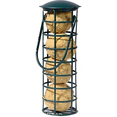 Afbeelding van dobar 24081, voederdispenser voor vogels, navulbaar, zwart, kunststof, met 4 vetballen meegeleverd (370 g)