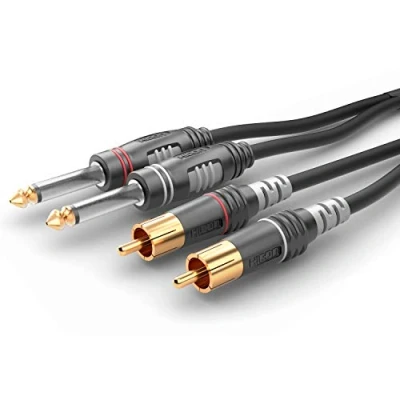 Afbeelding van Sommer Cable HBA 62C2 0150 Jackplug / Cinch Audio Aansluitkabel [2x male 6,3 mm (mono) 2x stekker] 1.50 m Zwart
