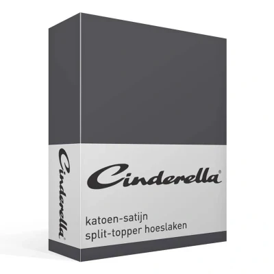 Image de drap housse pour surmatelas fendu couleur anthracite 180x200 cm Gris Satin coton Cinderella