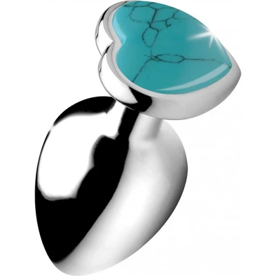 Afbeelding van XR Brands Gemstones Turquoise Heart Large Anal Plug blue
