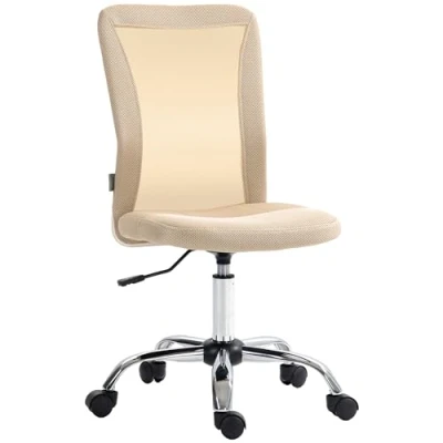 Afbeelding van Vinsetto Ergonomische bureaustoel, in hoogte verstelbaar, verchroomde voet, 360 graden draaibaar, mesh coating, beige