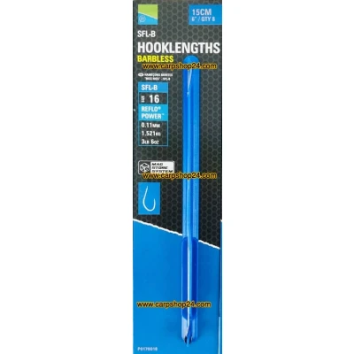 Afbeelding van Preston Onderlijn SFL B 15cm Barbless (8pcs) Maat : Haak 16 0.11mm