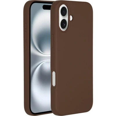 Afbeelding van Accezz Hoesje Geschikt voor iPhone 16 Siliconen Liquid Silicone Backcover MagSafe bruin