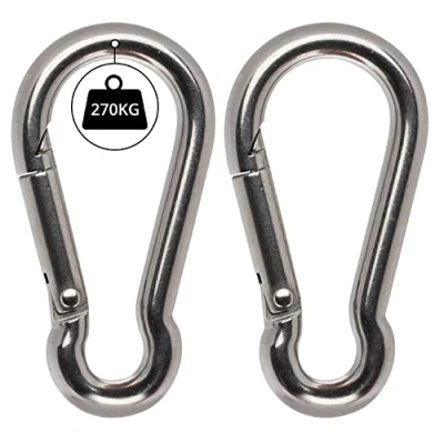 Afbeelding van Belle Vous karabijnhaak van roestvrij staal met veer M12 (2 stuks) 13,8 cm multifunctionele voor binnen en buiten sleutelhangers, kamperen, vissen wandelaccessoires
