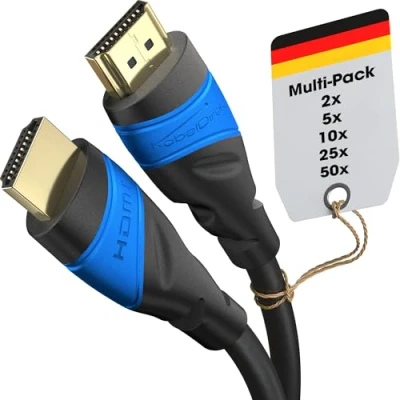 Afbeelding van KabelDirekt 8K / 4K HDMI kabel met A.I.S. afscherming (4 K @120 Hz/8 @60 Hz voor een spectaculaire Ultra HD ervaring High Speed Ethernet, Blu ray/PS4/PS5/Xbox Series X/Switch), zwart, 2 x