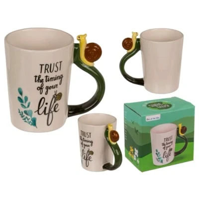 Afbeelding van Steengoed mok met slak Trust the timing of your life, 11 x 8,5 cm, 300 ml, in geschenkdoos