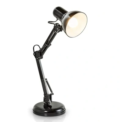 Afbeelding van B.K.Licht Zwarte Tafellamp industriële bureaulamp kantelbaar retro metalen design E14 fitting excl. lichtbron