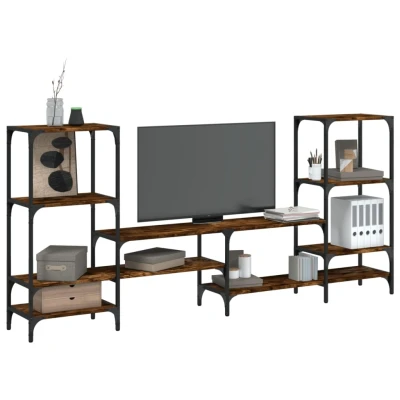 Afbeelding van Tv meubel 206,5x28,5x95 cm bewerkt hout gerookt eikenkleurig