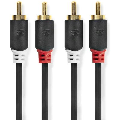 Afbeelding van Nedis Cabw24200At30 Stereo Audiokabel 2X Rca Male 3,0 M Antraciet