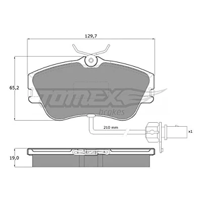Afbeelding van TOMEX brakes TX 11 821 Remblokkenset Vooras Incl. slijtage waarschuwingscontact VOLKSWAGEN: TRANSPORTER 4, 4 Bus