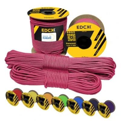 Afbeelding van EdcX nylon Paracord 425 3 mm (15, 30, 50 en 100 m) type II 100% touw met strengen verkrijgbaar in vele kleuren Sofit roze 15 m