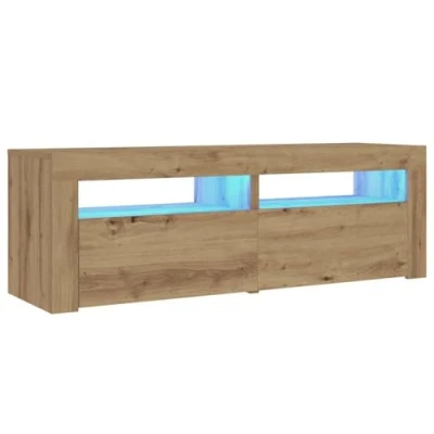 Image de vidaXL Tables de chevet 2 pcs avec LED chêne artisanal 60x35x40 cm3329162
