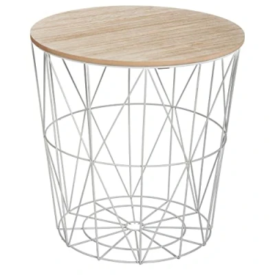 Afbeelding van Atmosphera Bijzettafel Kumi Grijze salontafel en opberger Metaal Draadmand Dia 39.5 cm H 41