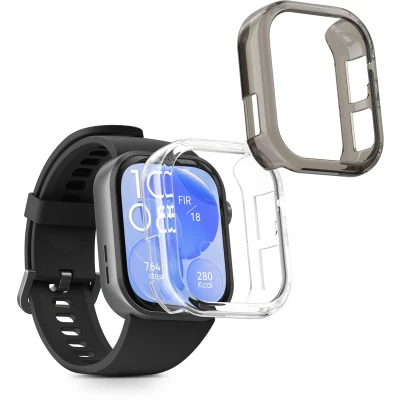 Afbeelding van kwmobile 2x Hoes voor geschikt Huawei Watch Fit 3 Siliconenhoes sporthorloge transparant / zwart