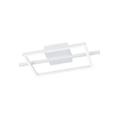 Afbeelding van EGLO Amandolo led plafondlamp, dimbare vierkante plafondlamp met afstandsbediening, geometrische metalen lamp, wit, koud RGB achtergrondverlichting