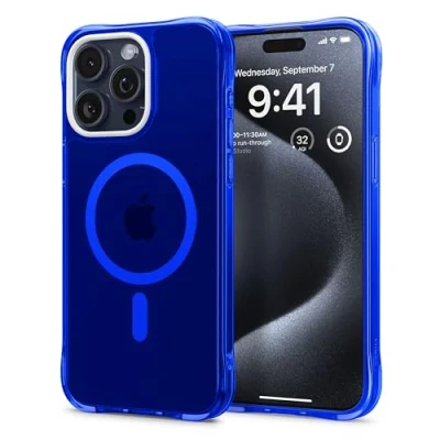 Afbeelding van Spigen Hoesje Geschikt voor Apple iPhone 15 Pro Max Cyrill Ultra Sheer Mag Back Cover Compatibel met MagSafe Blauw