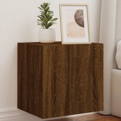 Afbeelding van Tv wandmeubel met LED verlichting 40,5x35x40 cm bruineikenkleur