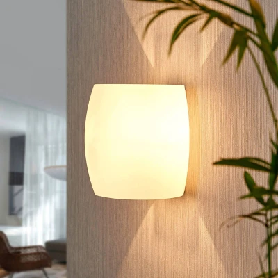 Afbeelding van Lucande wandlamp 1licht glas, metaal H: 16 cm G9 wit