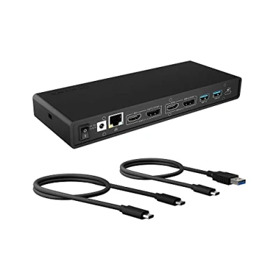 Afbeelding van ICY BOX IB DK2245AC, Bedraad, USB 3.2 Gen 1 (3.1 1) Type C, 65 W, 3,5 mm, 10,100,1000 Mbit/s, Zwart