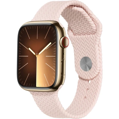 Afbeelding van imoshion Siliconen geweven bandje geschikt voor Apple Watch Series 1 t/m 10 / SE Ultra (2) (44/45/46/49 mm) Roze