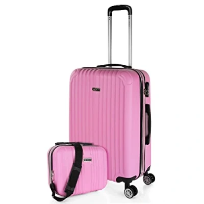 Image de ITACA Valise Moyenne 65 cm. Soute Avion Rigide 4 Roulettes De Voyage Résistante en Matériau ABS Ultra Légère avec Cadenas à Combinaison, Roze