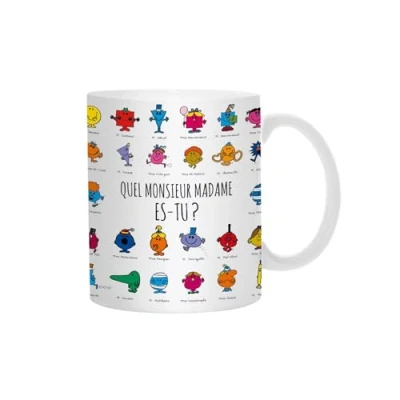 Afbeelding van Monsieur Madame MM3107 thermobeker Wat meneer mevrouw ben jij, 320 ml, wit, zwart en meerkleurig, keramiek, 12 x 8,3 9,7 cm
