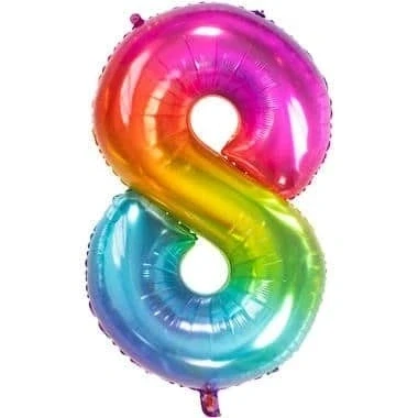 Afbeelding van Helium ballon Yummy Gummy regenboog cijfer 8 81cm
