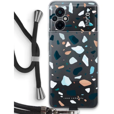 Afbeelding van Case Company® hoesje met Koord geschikt voor Xiaomi Poco M5 Terrazzo N13 Telefoonhoesje Zwart Bescherming aan alle Kanten en Over de Schermrand
