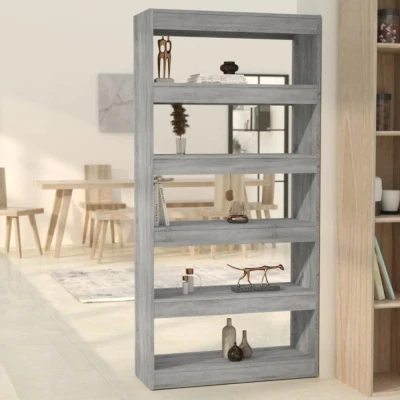 Afbeelding van Boekenkast/kamerscherm 80x30x166 cm spaanplaat grijs sonoma