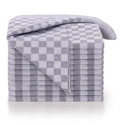 Afbeelding van Blumtal set van 10 theedoeken hoogwaardige handdoekenset, 100% katoen, 50x70 cm, grijs geruit