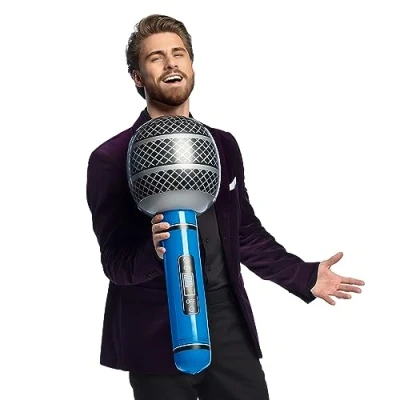 Afbeelding van Boland Opblaasbare microfoon (76 cm) Kinderen en volwassenen Carnaval, Festival, Kinderfeestje, Tienerfeestje, Themafeest, Verjaardag, Vrijgezellenfeest