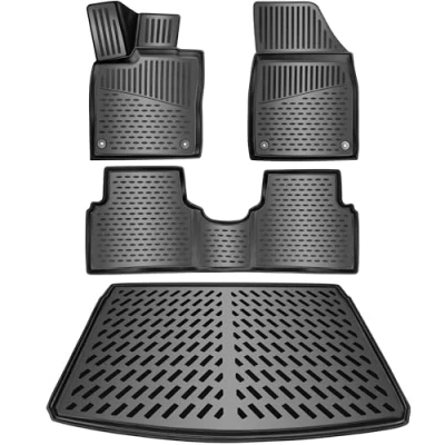 Afbeelding van ELMASLINE 3D rubberen matten en kofferbakmat, set voor VW ID.3 2020 2024, bovenste laadbodem (ID3), accessoires kofferbak