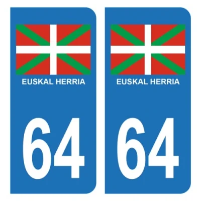 Afbeelding van HADEXIA Stickers voor kentekenplaat, auto, 64, Euskal Herria, Baskenland