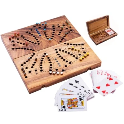 Afbeelding van Engelhart Tock spel in een houten doos Canadees gezelschapsspel voor 2 tot 6 spelers 12,6 x 25,8 4,5 cm
