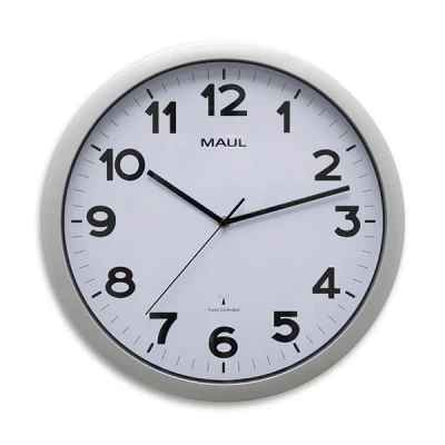 Image de Maul Step horloge murale radiocommandée en plastique avec cadran blanc (Ø 40 cm) gris