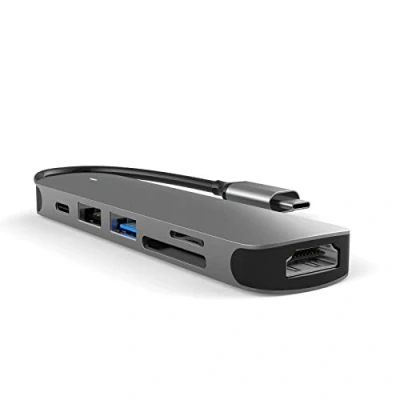 Afbeelding van MMOBIEL USB C Adapter Hub 6 in 1 Docking Station naar HDMI 4K, A 3.0, 2.0 en SD/TF kaartlezer Opladen met Voeding via Data voor Macbook, iPad Air/Pro, Dell, HP, Samsung Galaxy etc. Aluminium