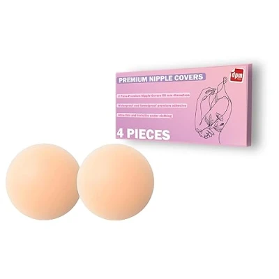 Afbeelding van Dpm Tapes Nipple Cover zelfklevende siliconen pads voor tepels, tepelafdekkingen, op de huid, discreet, verstelbaar, tepelpads, hypoallergeen, vlees, 2 paar, Kleur: vlees.