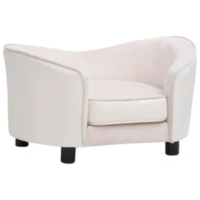 Afbeelding van vidaXL Hondenbank 69x49x40 cm pluche en kunstleer crèmekleurig