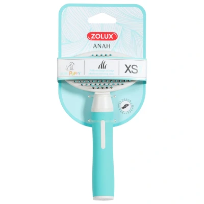 Afbeelding van Zolux Puppy Soft Borstel Hondenvachtborstel 9x5.5x17 cm Wit Turquoise Voor Langhaar