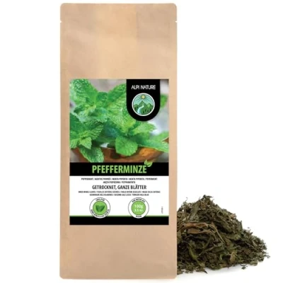 Afbeelding van Hele pepermuntblaadjes (100 g), losse pepermunt, zacht gedroogde muntthee, 100% zuivere en natuurlijke pepermuntthee