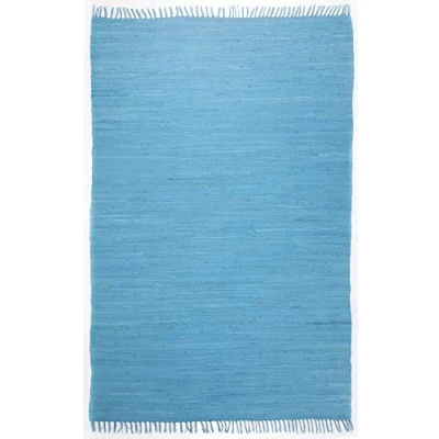 Afbeelding van Dhurry met vlekken plat geweven tapijt van 100% katoen; handgeweven, wasbaar, omkeerbaar 70 x 140 cm; turquoise Happy Cotton