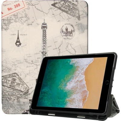 Afbeelding van iMoshion Tablet Hoes Geschikt voor iPad Air 2 (2014) / 1 (2013) 6 (2018) 9.7 inch 5 (2017) Design Trifold Bookcase Meerkleurig /Parijs