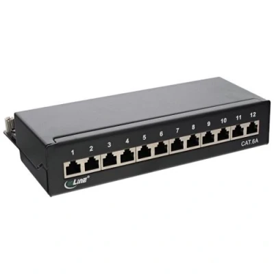 Image de Panneau de raccordement InLine®, ensemble table / mur Cat.6A, 12 ports, noir RAL9005
