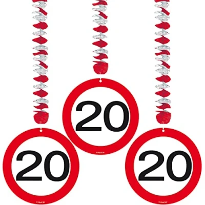 Afbeelding van Folat Hangdecoratie verkeersbord 20 (3 stuks)