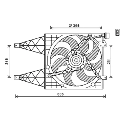 Afbeelding van PRASCO SK322F002 Radiator Ventilator 393 250 Zonder ventilatorraamwerk VOLKSWAGEN: Polo IV Hatchback, V Fox Hatchback