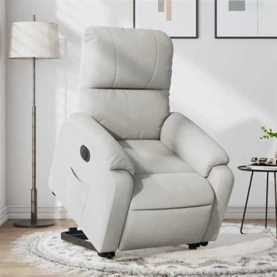 Image de vidaXL Fauteuil inclinable électrique gris clair tissu microfibre3204944