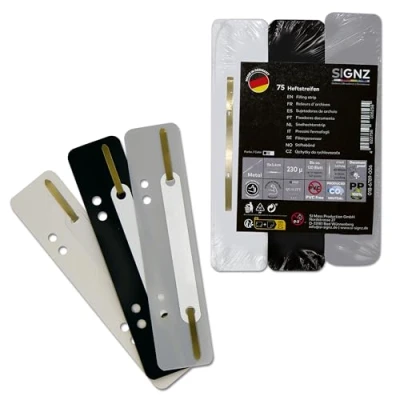 Afbeelding van SIGNZ 75 stuks kunststof bindstrips (PP), 25 x 3 kleuren, recyclebaar gemaakt in Duitsland (75 stuks, zwart, grijs, wit)