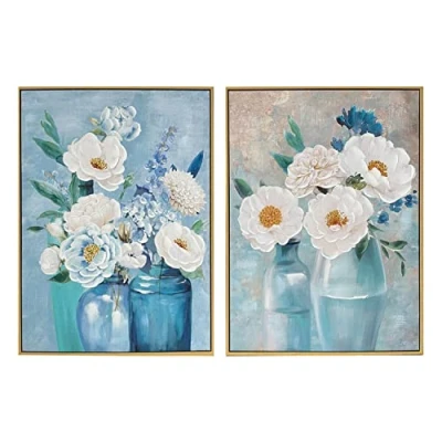Afbeelding van Canvas DKD Home Decor 60 x 3,5 80 cm Vaas Shabby Chic (2 Stuks)