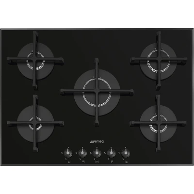 Afbeelding van Smeg Kookplaat Gas Facetrand 72 Cm 5 Branders Zwart